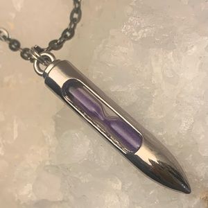 2/$15 Purple Sand Hourglass Necklace 18”